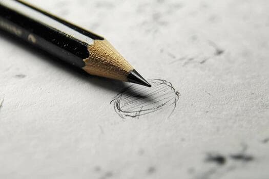 A pencil resting on the first sketch of the Ylana