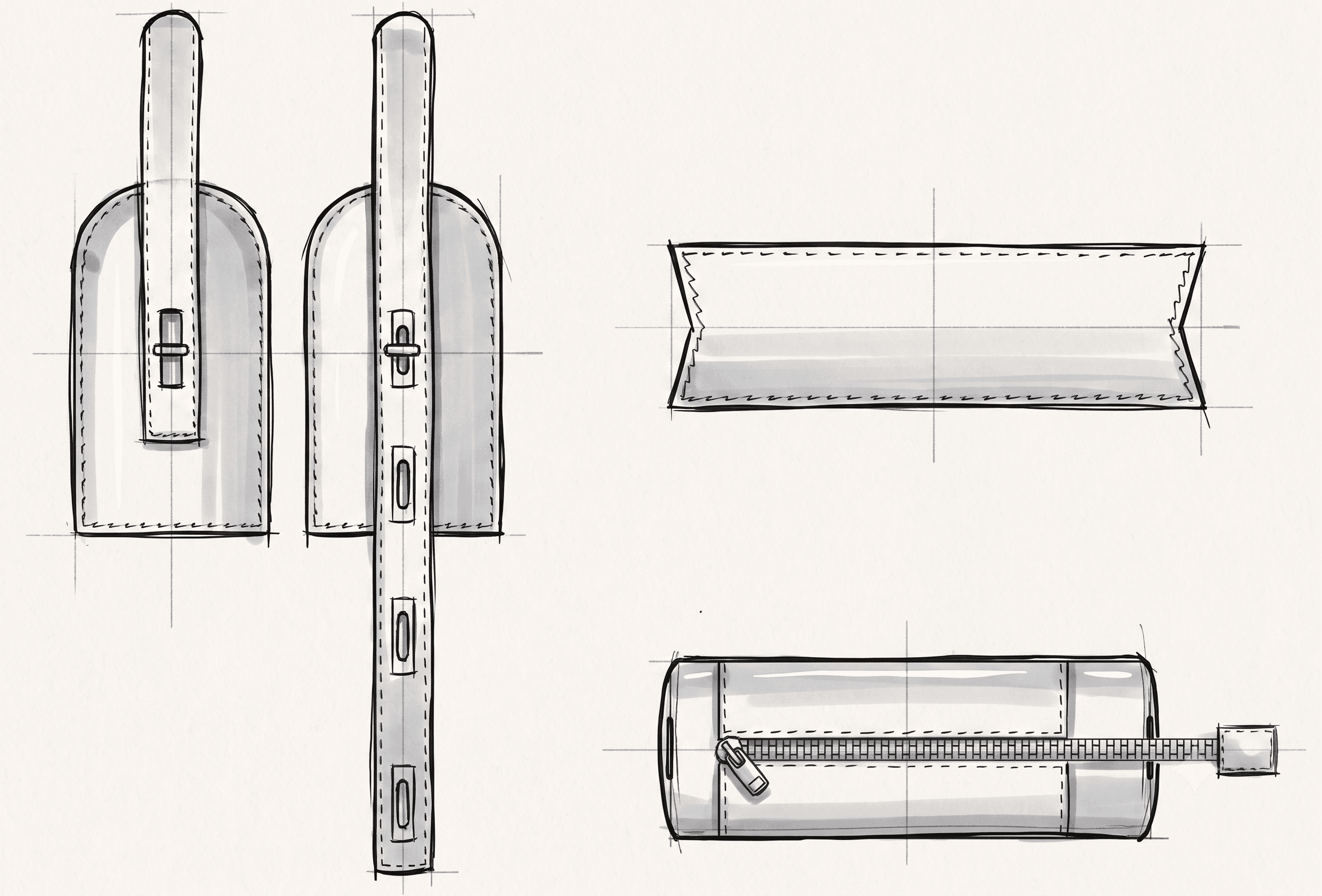 Handle, gusset & strap